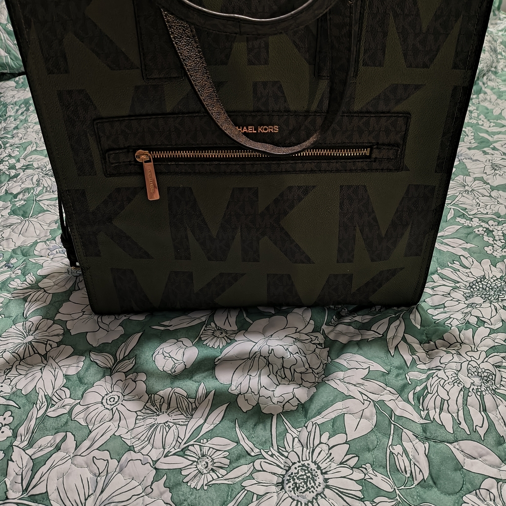Michael Kors Green and Black Tote Bag